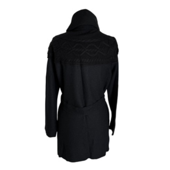 Bagatelle Long Sleeve Long Length Black Button Front Belted Cardigan Size M - Picture 6 of 8